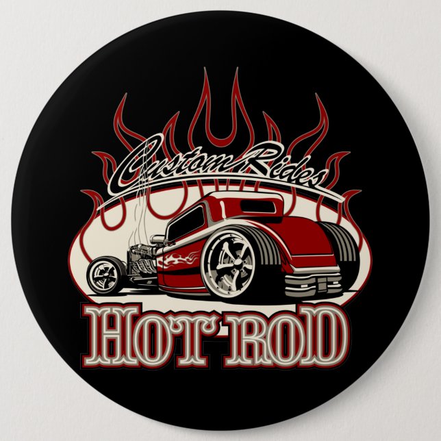 Cartoon-Hot Rod Button (Vorderseite)