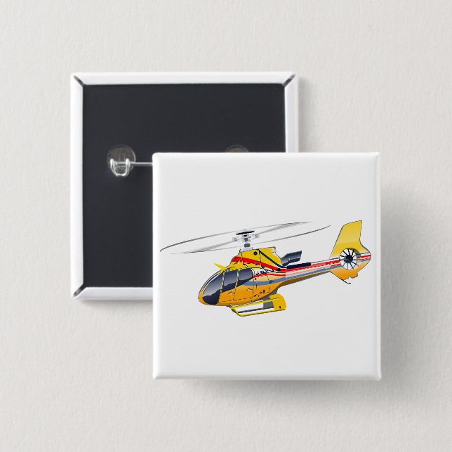 Cartoon-Hubschrauber Button (Vorne & Hinten)