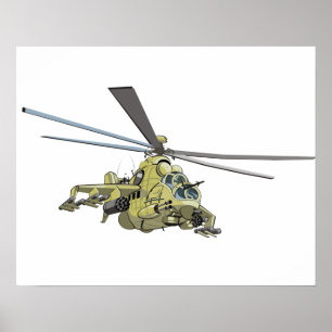 Cartoon-Hubschrauber "Hind" Poster