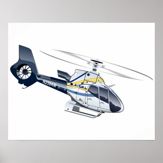 Cartoon-Hubschrauber Poster (Vorne)