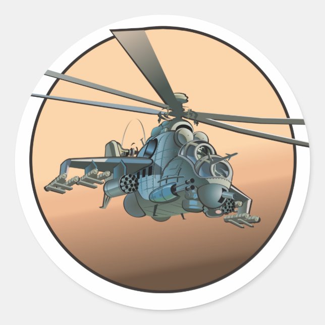 Cartoon-Hubschrauber Runder Aufkleber (Vorderseite)