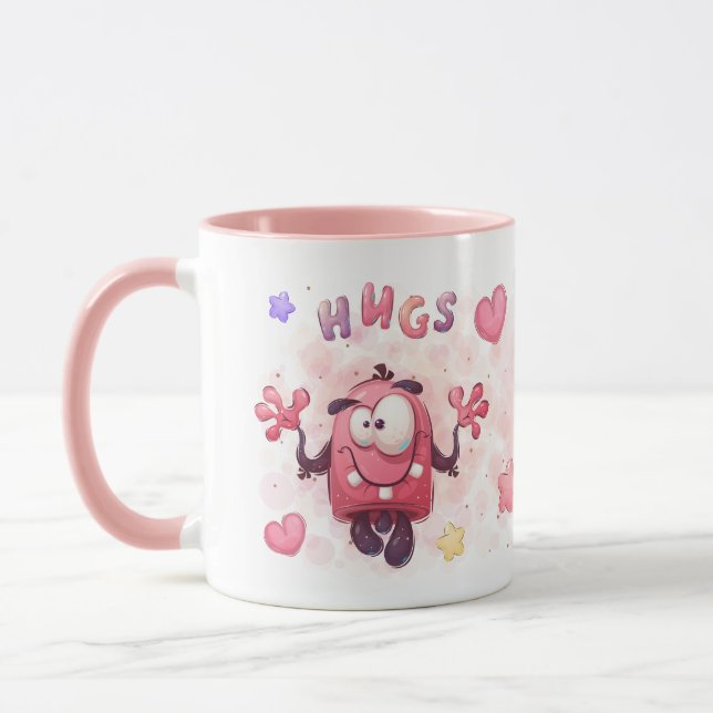 Cartoon-Hugs & Boo-Monster im Comic Tasse (Links)
