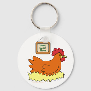 Cartoon-Huhn im Nest-Zuhause-Bonbon-Zuhause Schlüsselanhänger