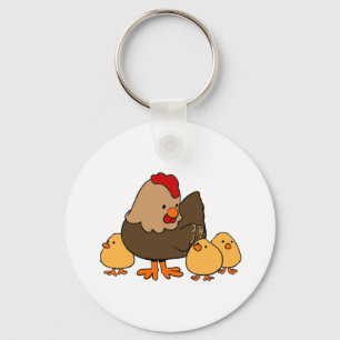 Cartoon-Huhn-und Baby-Küken Schlüsselanhänger