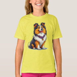 Cartoon-Hund aus Collie T-Shirt