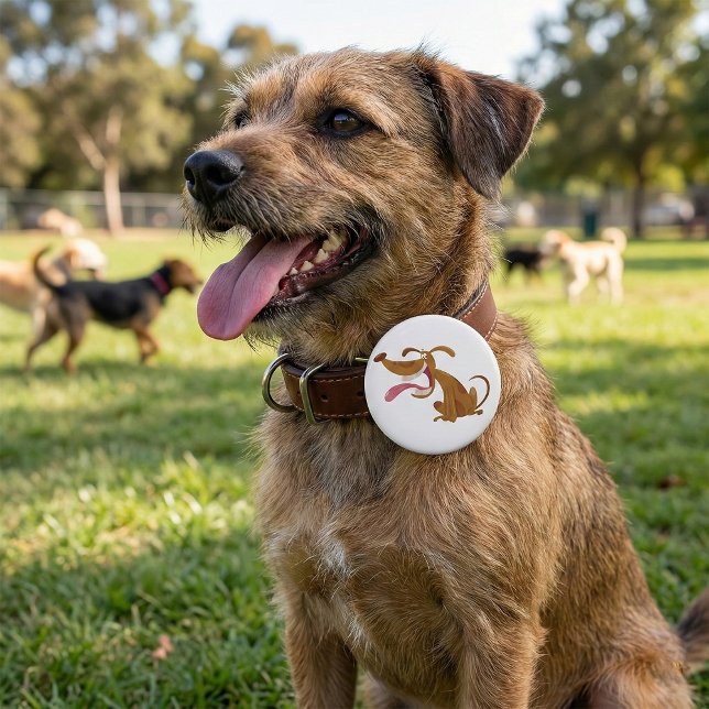 Cartoon Hund mit Big Smile und Zunge Out Button (Von Creator hochgeladen)