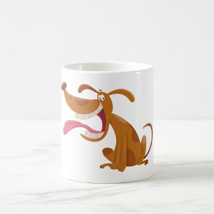 Cartoon Hund mit Big Smile und Zunge Out Kaffeetasse