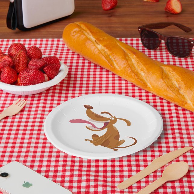 Cartoon Hund mit Big Smile und Zunge Out Pappteller (Von Creator hochgeladen)