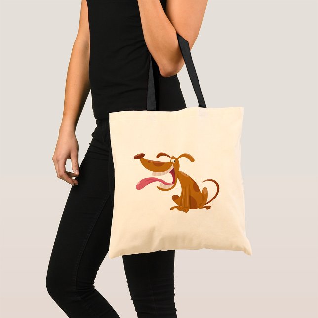 Cartoon Hund mit Big Smile und Zunge Out Tragetasche (Von Creator hochgeladen)
