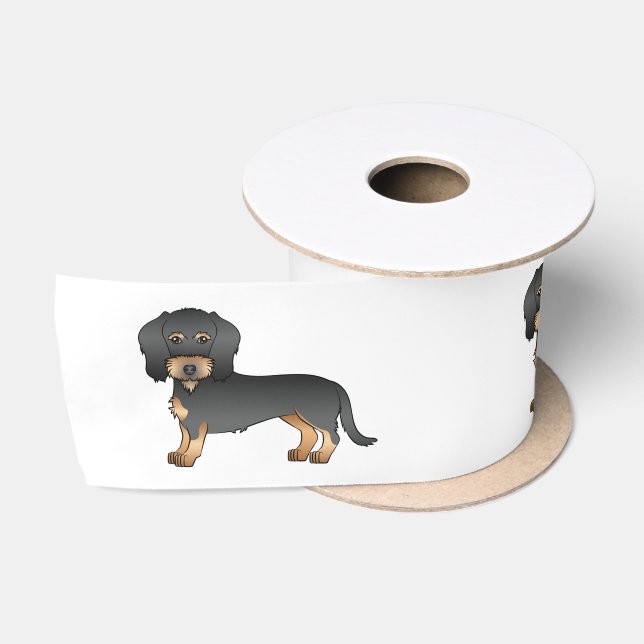 Cartoon-Hund mit Dackel aus Schwarz und Tan Wire Satinband (Spule)