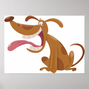 Cartoon Hund mit Zungenauber-Poster Poster