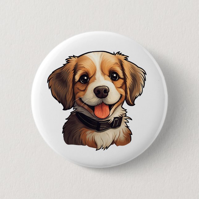 Cartoon-Hunde-Abbildung Button (Vorderseite)