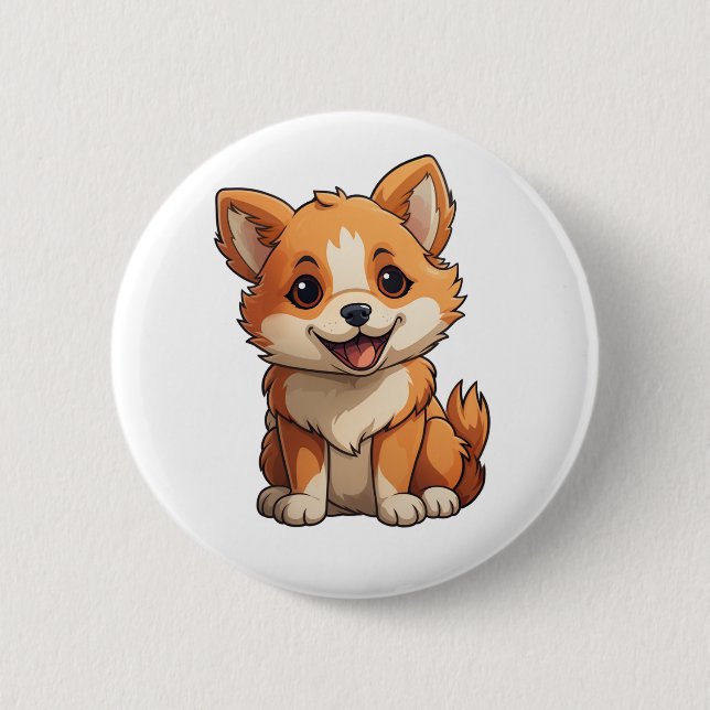 Cartoon-Hunde-Abbildung Button (Vorderseite)