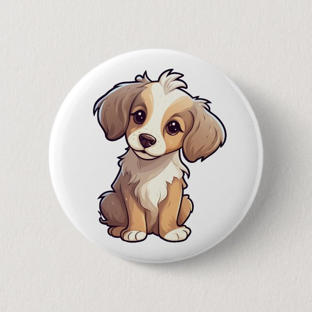 Cartoon-Hunde-Abbildung Button (Vorderseite)