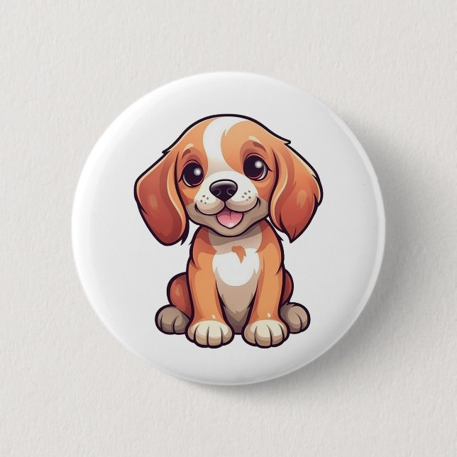 Cartoon-Hunde-Abbildung Button (Vorderseite)