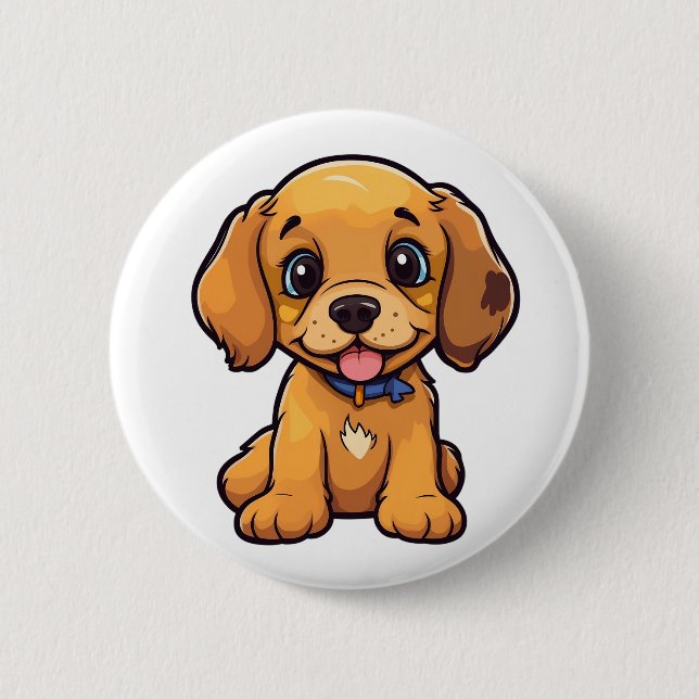 Cartoon-Hunde-Abbildung Button (Vorderseite)