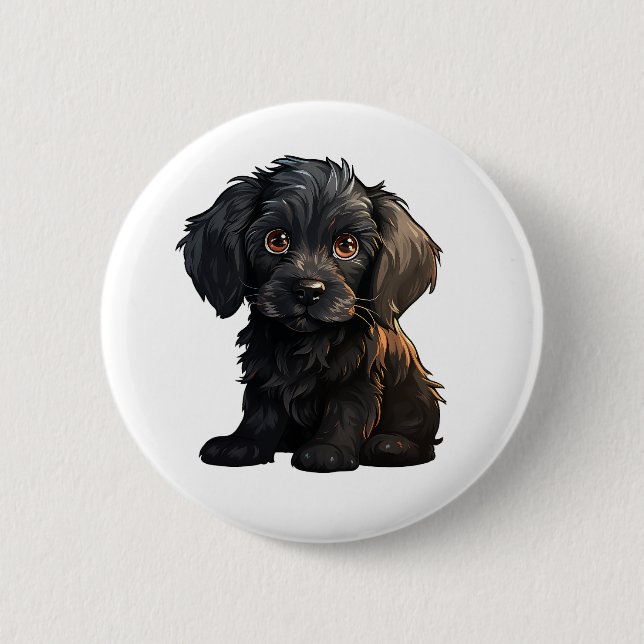 Cartoon-Hunde-Abbildung Button (Vorderseite)