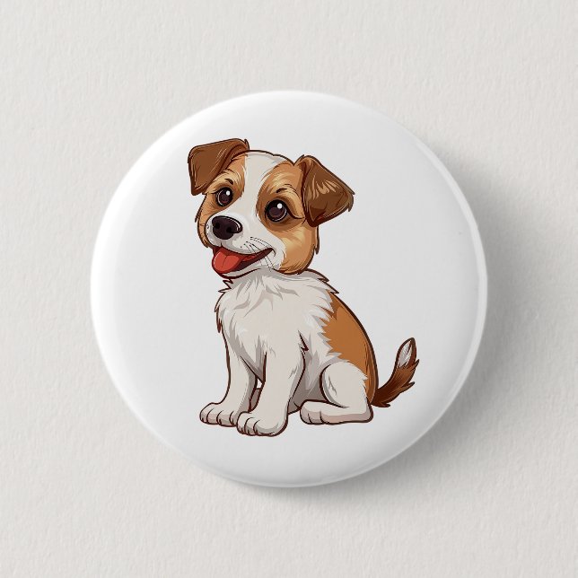 Cartoon-Hunde-Abbildung Button (Vorderseite)