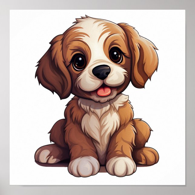 Cartoon-Hunde-Abbildung Poster (Vorne)
