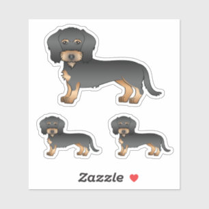 Cartoon-Hunde mit Dackel aus Schwarz und Tan Wire Aufkleber