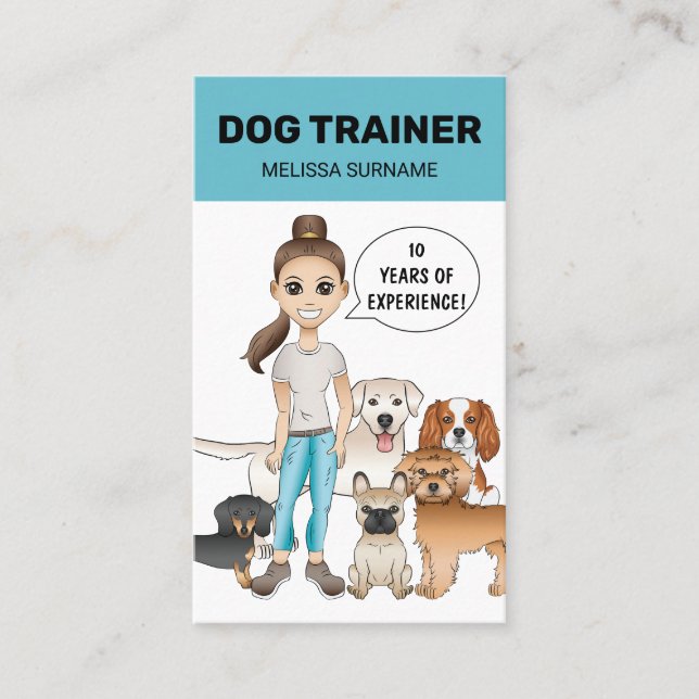 Cartoon-Hunde und ein für Mädchen personalisierbar Visitenkarte (Vorderseite)