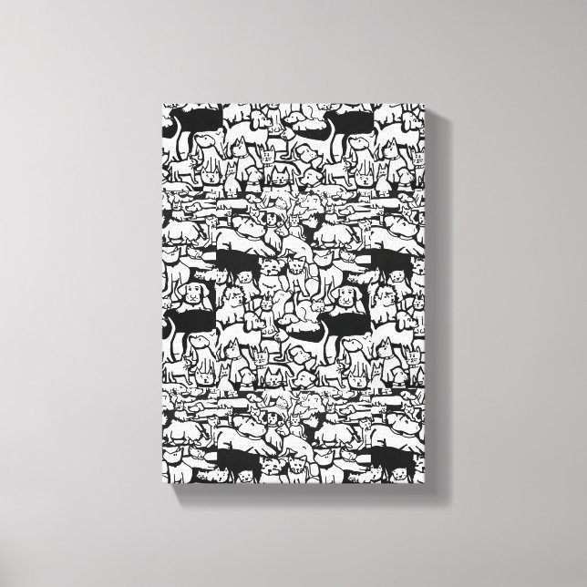 Cartoon Hunde und Katzen" Leinwand Art (Vorderseite)