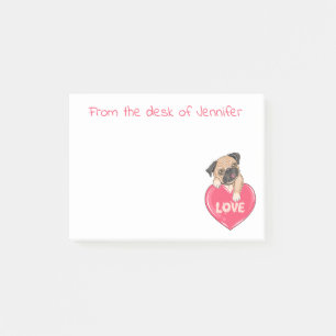 Cartoon-Hundeliebhaber-Geschenk Rosa Süßer Mops Post-it Klebezettel