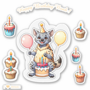 Cartoon hyena - Happy Birthday Personalisiert Aufkleber