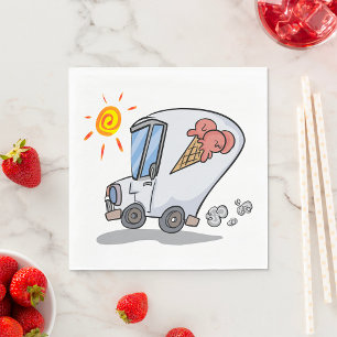Cartoon Ice Cream Truck Spaß Sommerabend Serviette