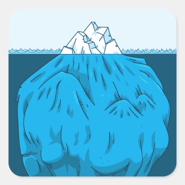 Cartoon Iceberg unter Wasser Quadratischer Aufkleber (Vorderseite)