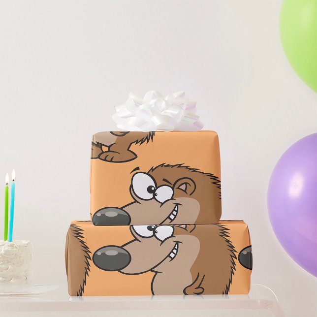 Cartoon Igel Brown Animal Wrapping Paper Geschenkpapier (Von Creator hochgeladen)