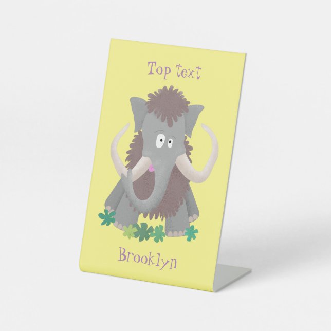 Cartoon-Illustration aus Wolle Sockelschild (Vorderseite)