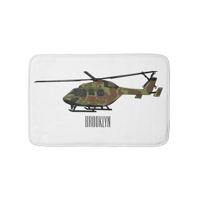 Cartoon-Illustration für Armeehubschrauber Badematte (Vorderseite)
