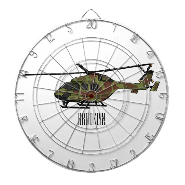 Cartoon-Illustration für Armeehubschrauber Dartscheibe (vorne)