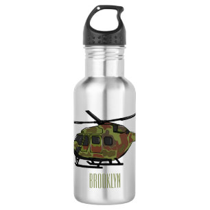 Cartoon-Illustration für Armeehubschrauber Edelstahlflasche