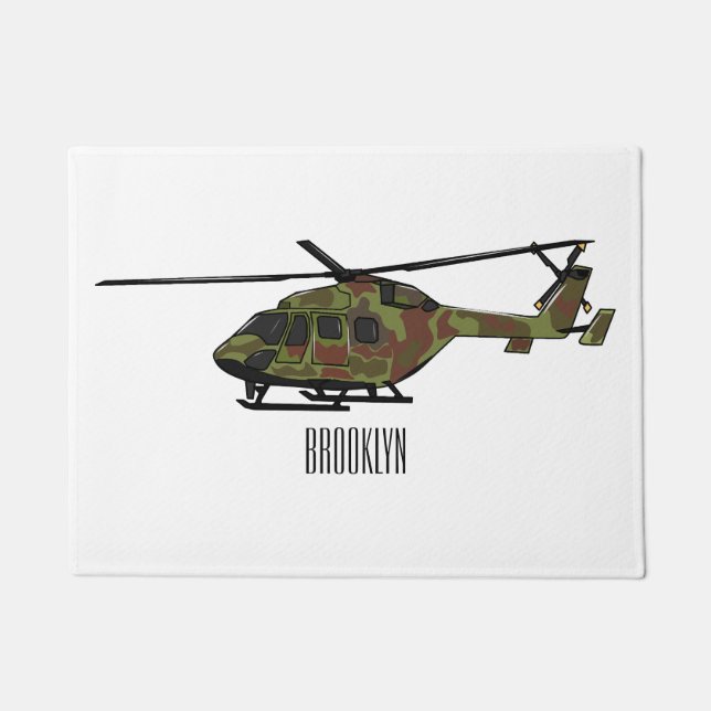 Cartoon-Illustration für Armeehubschrauber Fußmatte (Vorderseite)
