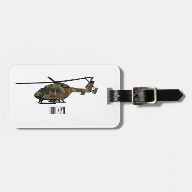 Cartoon-Illustration für Armeehubschrauber Gepäckanhänger (Vorderseite horizontal)