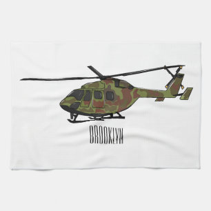 Cartoon-Illustration für Armeehubschrauber Geschirrtuch