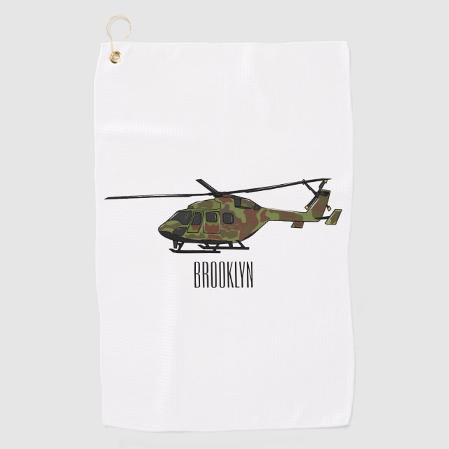 Cartoon-Illustration für Armeehubschrauber Golfhandtuch (Vorderseite)