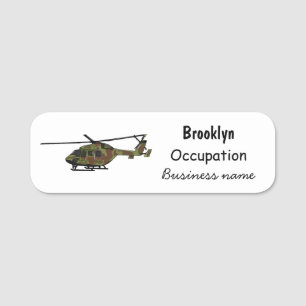 Cartoon-Illustration für Armeehubschrauber Namensschild