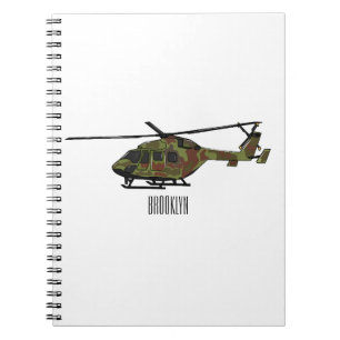 Cartoon-Illustration für Armeehubschrauber Notizblock