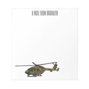 Cartoon-Illustration für Armeehubschrauber Notizblock