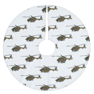 Cartoon-Illustration für Armeehubschrauber Polyester Weihnachtsbaumdecke