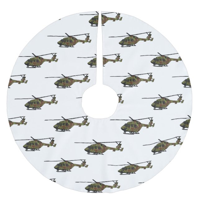 Cartoon-Illustration für Armeehubschrauber Polyester Weihnachtsbaumdecke (Vorderseite)