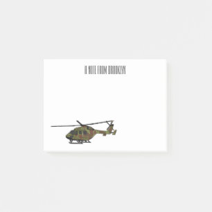 Cartoon-Illustration für Armeehubschrauber Post-it Klebezettel