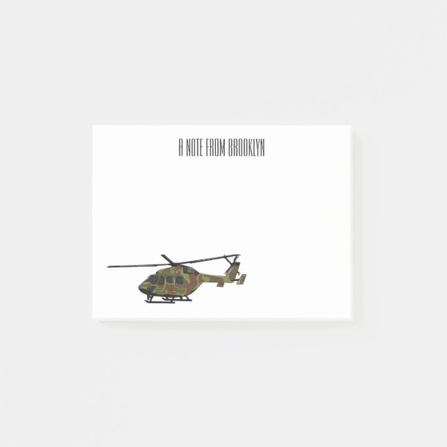 Cartoon-Illustration für Armeehubschrauber Post-it Klebezettel (Vorderseite)