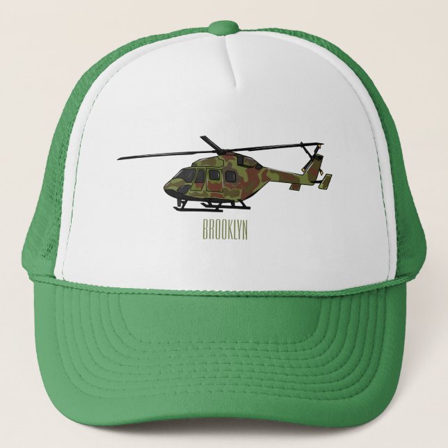 Cartoon-Illustration für Armeehubschrauber Truckerkappe (Vorderseite)