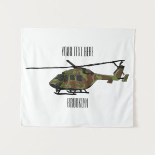 Cartoon-Illustration für Armeehubschrauber Wandteppich