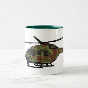 Cartoon-Illustration für Armeehubschrauber Zweifarbige Tasse