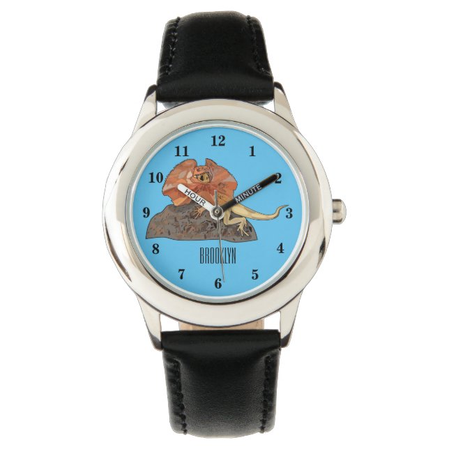 Cartoon-Illustration für den Frillenhalseidechsen Armbanduhr (Vorderseite)